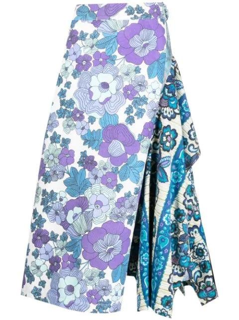 asymmetric floral-print midi skirt by COLVILLE