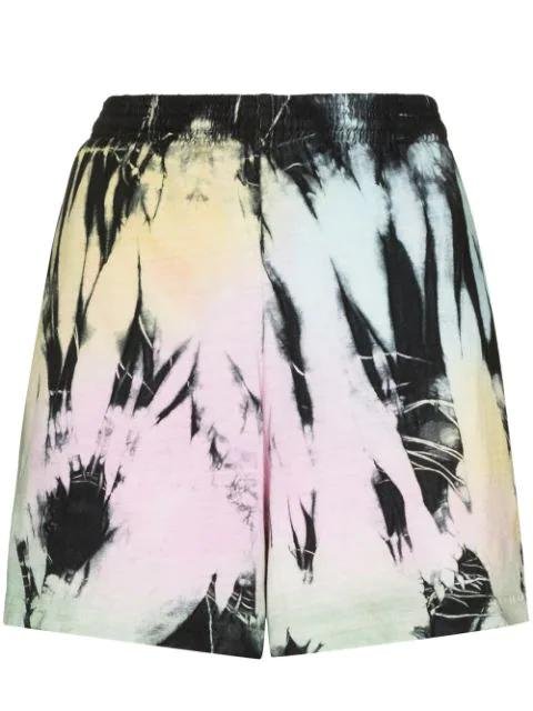 high-waisted tie-dye track shorts by COME BACK AS A FLOWER