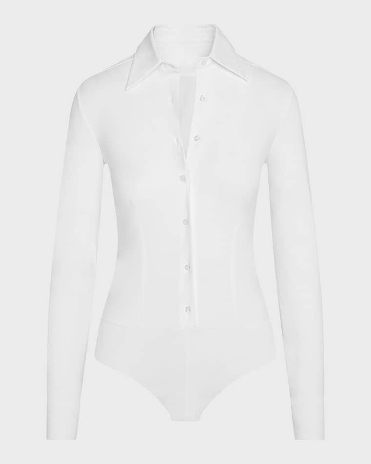 Button-Front Oxford Bodysuit by COMMANDO