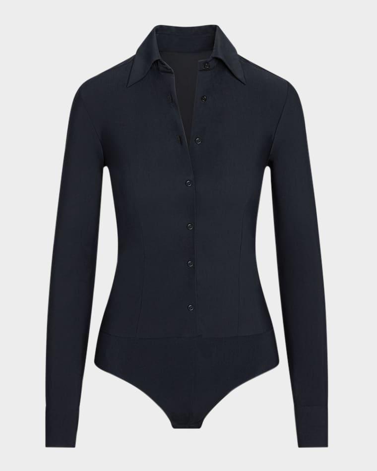 Button-Front Oxford Bodysuit by COMMANDO