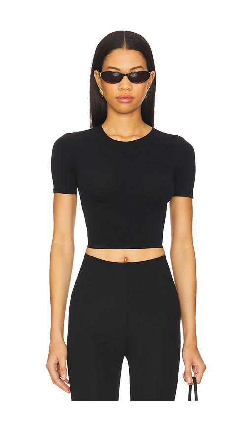 Commando Ballet Body Cropped Crewneck Tee in Black by COMMANDO
