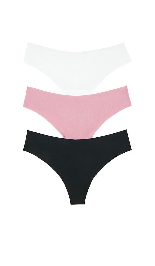Commando Butter Thong 3-pack in Black,Pink by COMMANDO