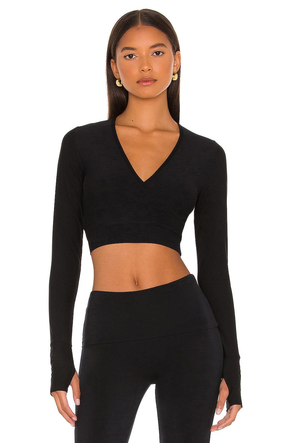 Commando Butter Wrap Top in Black by COMMANDO