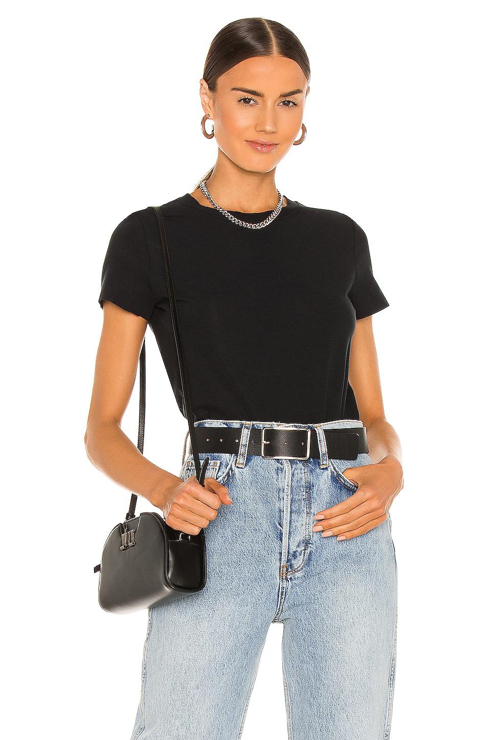 Commando Essential Cotton Crewneck Bodysuit in Black by COMMANDO
