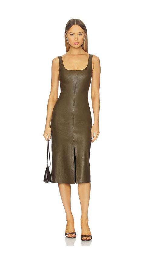 Commando Faux Leather Midi Tank Dress in Army by COMMANDO