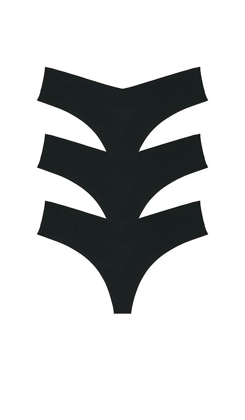 Commando Invisible Rib Thong 3-pack in Black by COMMANDO