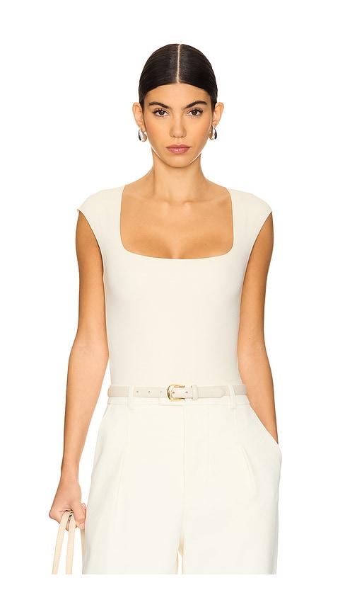 Commando Neoprene Cap Sleeve Bodysuit in Ivory by COMMANDO