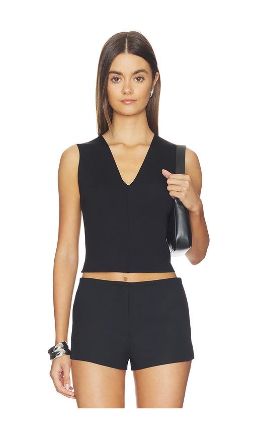 Commando Neoprene Ceo V-neck Shell Top in Black by COMMANDO