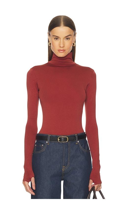 Commando Prima Ballet Turtleneck Bodysuit in Brick by COMMANDO