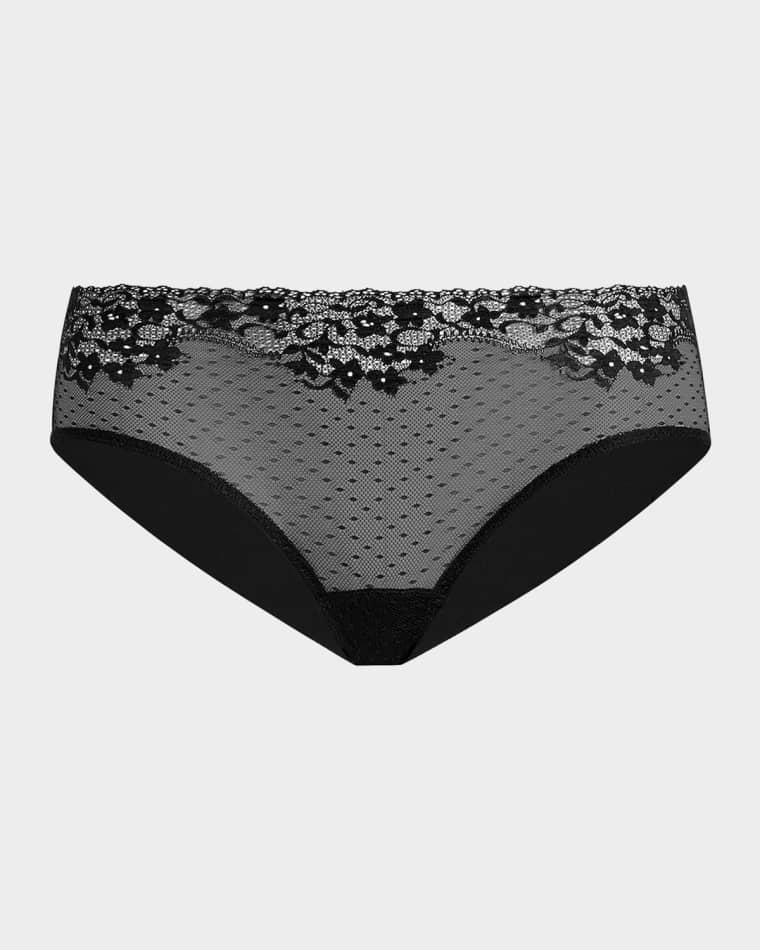 Double Take Lace-Front Microfiber Bikini Briefs by COMMANDO