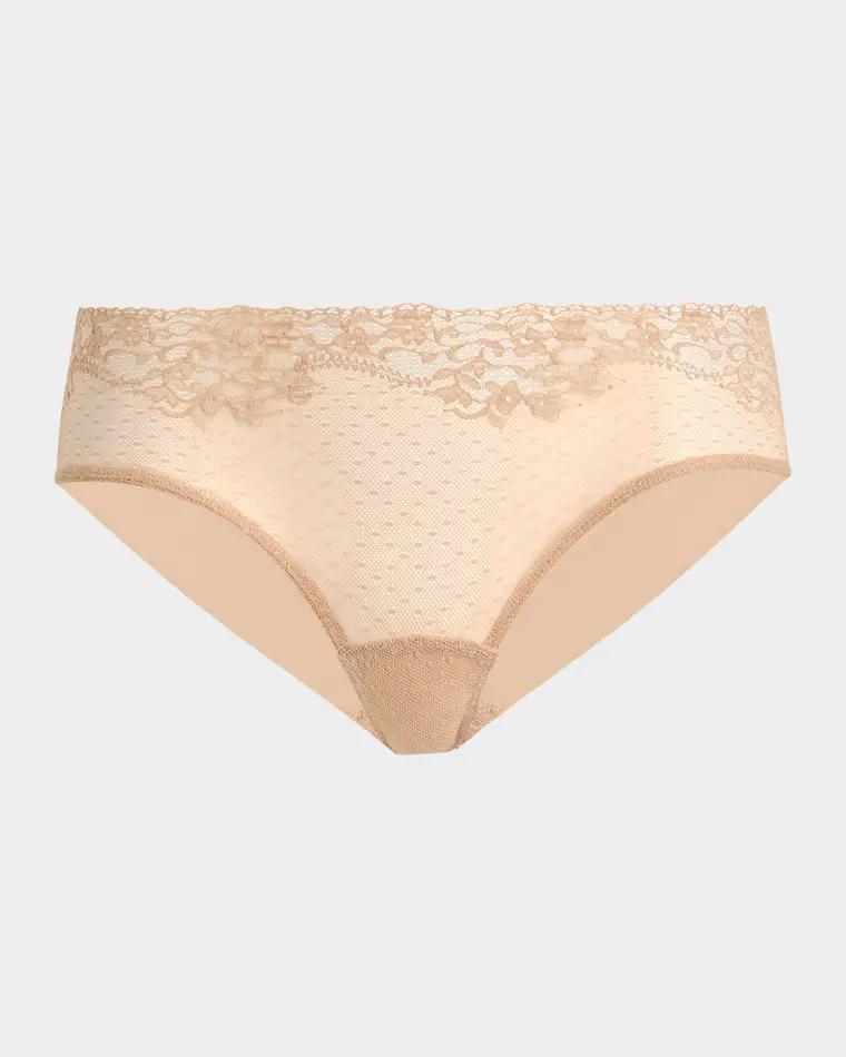 Double Take Lace-Front Microfiber Bikini Briefs by COMMANDO