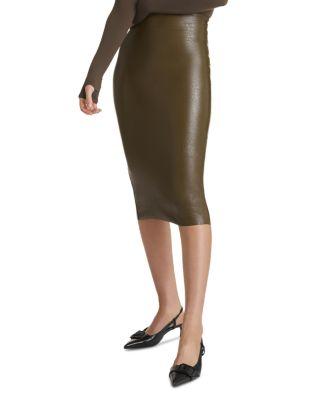 Faux Leather Midi Skirt by COMMANDO
