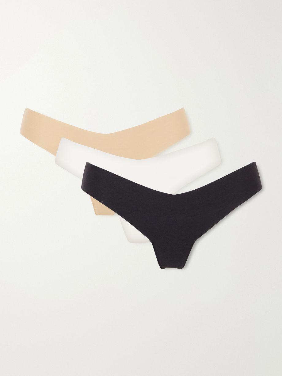 Three-pack cotton-blend thongs by COMMANDO