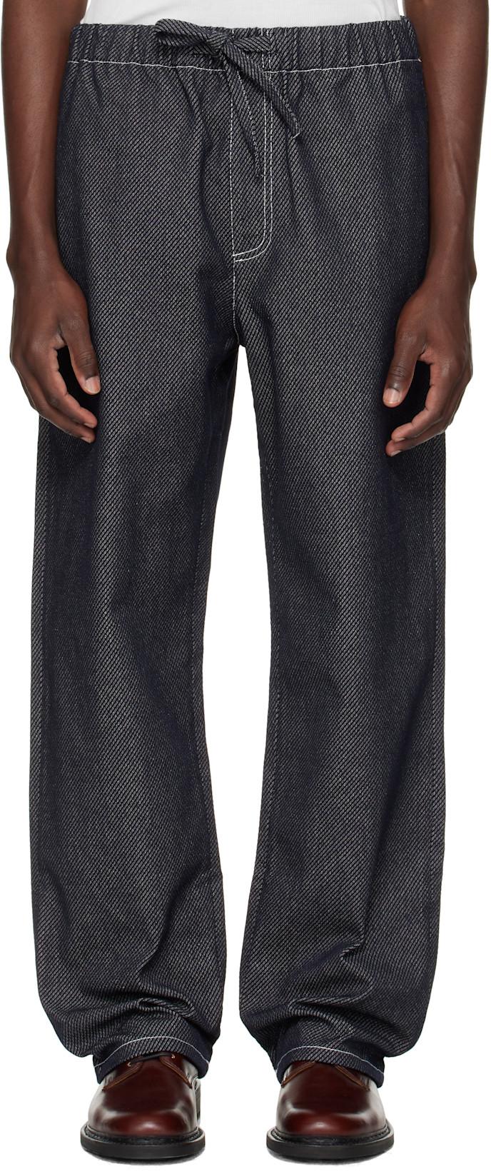 Black Twill Denim Trousers by COMMAS