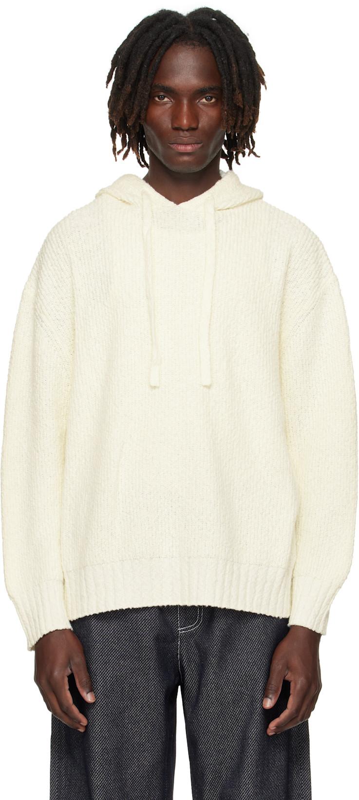 Off-White Relaxed Knit Hoodie by COMMAS