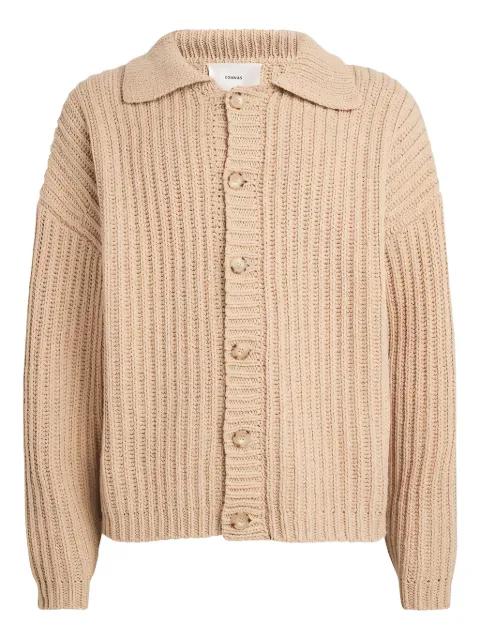 Stadium fisherman's-knit "Beige" cardigan by COMMAS