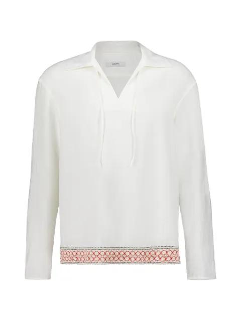 crochet-trim tie shirt by COMMAS