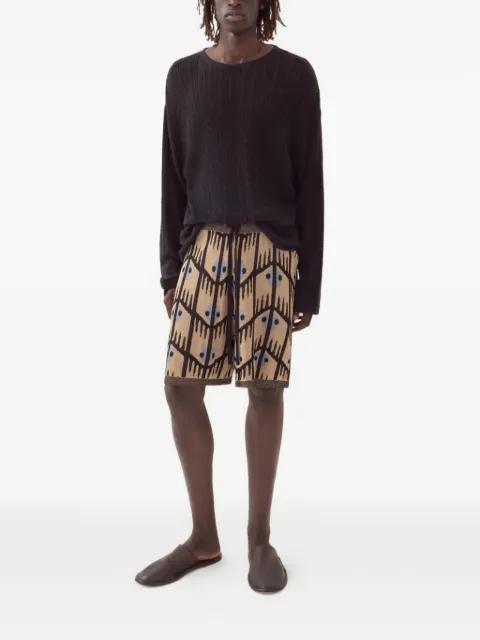 geometric jacquard knitted shorts by COMMAS