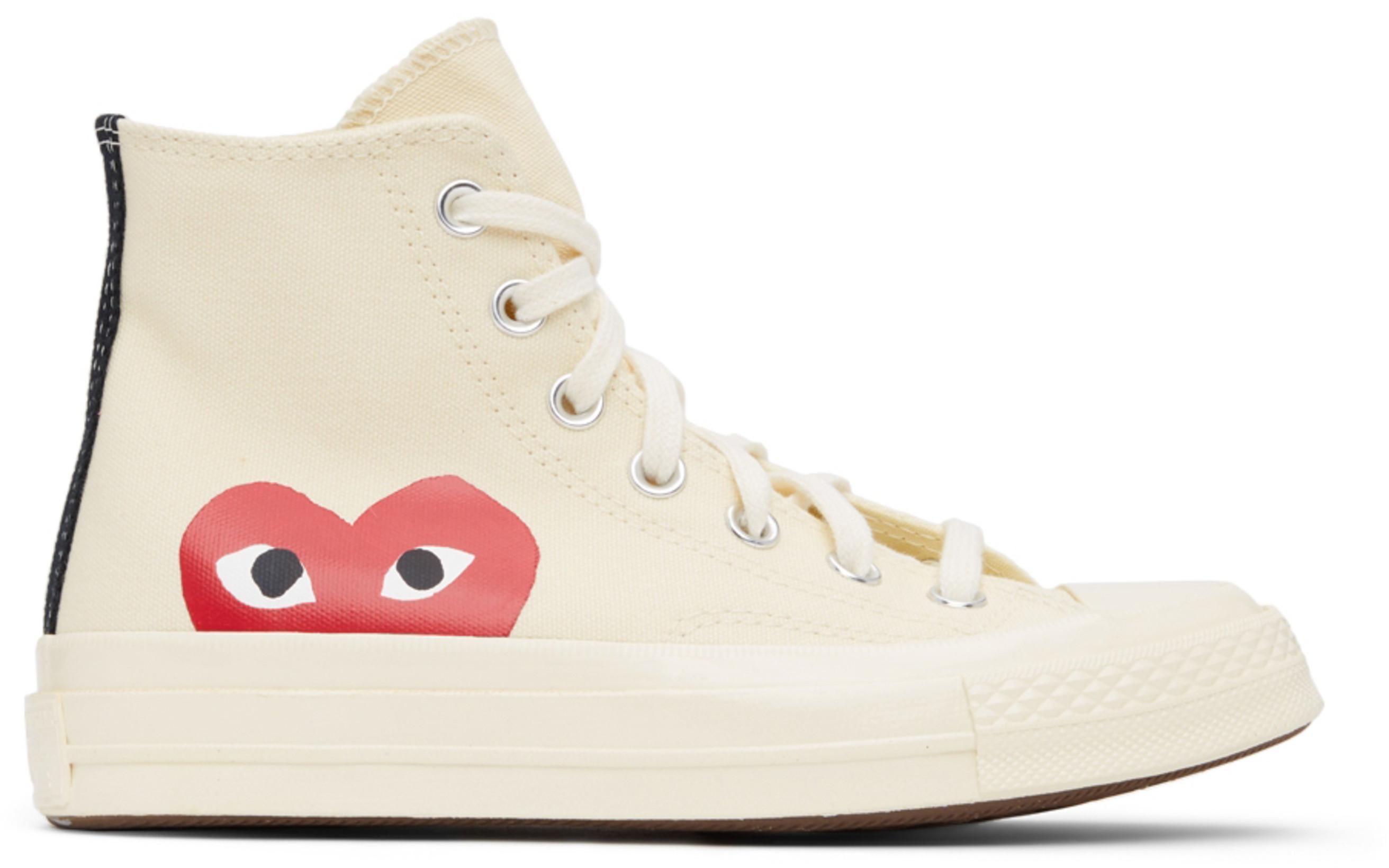 Beige Converse Edition Half Heart Chuck 70 High Sneakers by COMME DES GARCONS Beige Converse Edition Half Heart Chuck 70 High Sneakers by COMME DES GARCONS