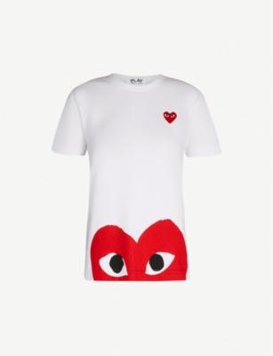 Big heart-appliqué cotton-jersey T-shirt by COMME DES GARCONS