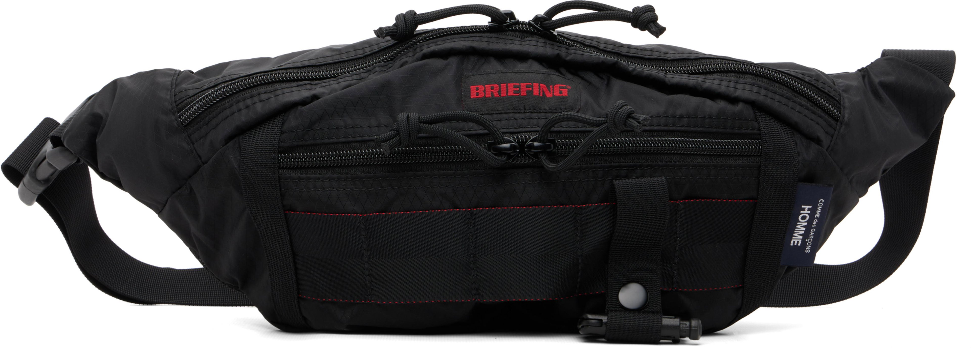 Black BRIEFING Edition  Nylon Diamond Rip Belt Bag by COMME DES GARCONS