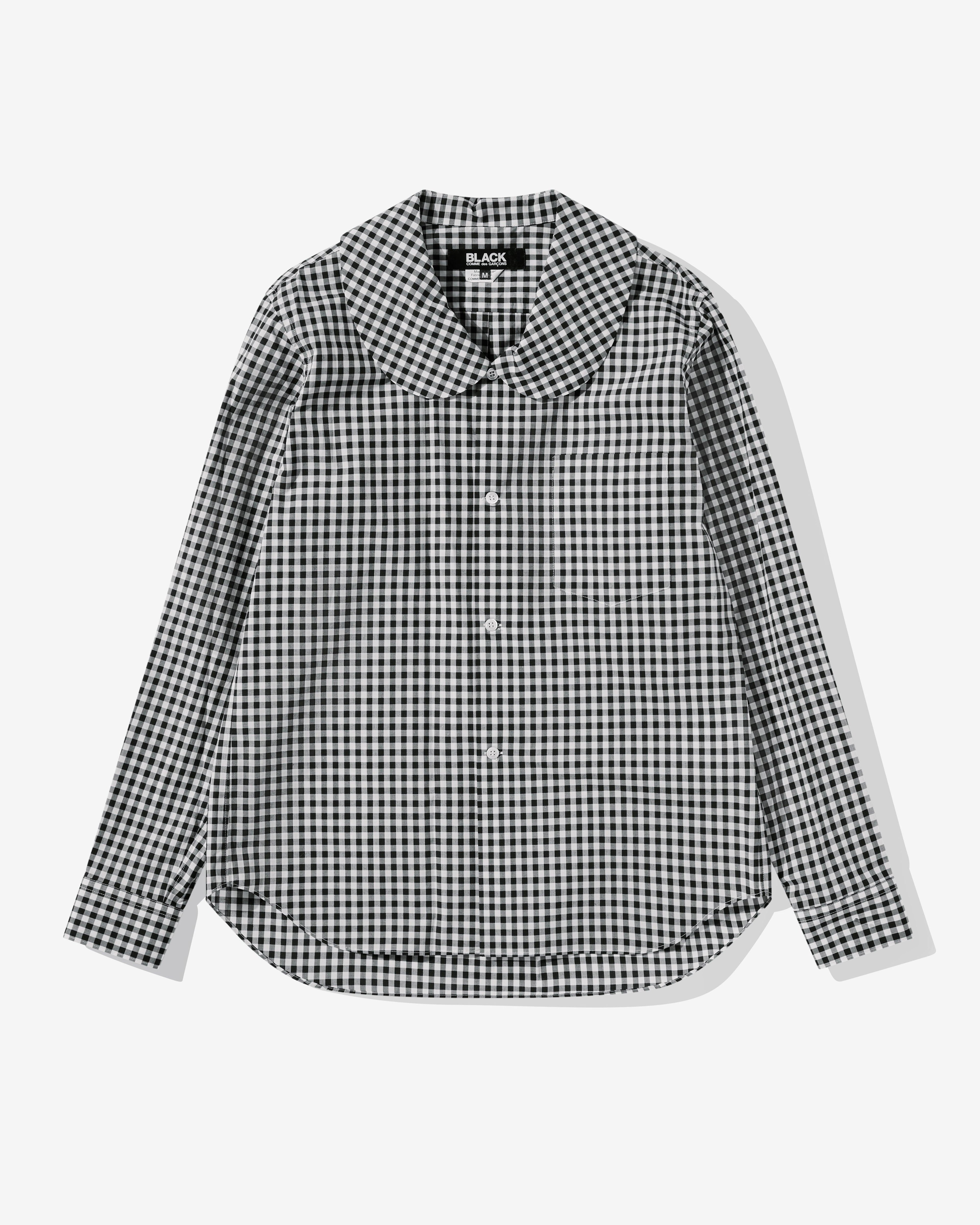 Black Comme Des Garçons - Round Collar Shirt - (Black/White) by COMME DES GARCONS