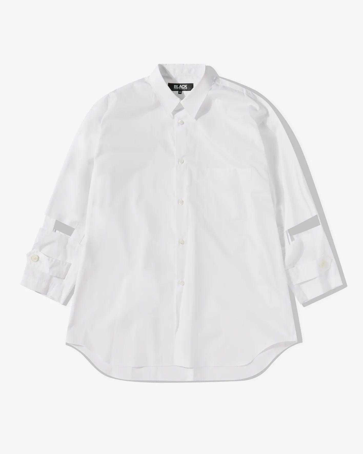 Black Comme Des Garçons - Sleeve Cut-Out Shirt - (White) by COMME DES GARCONS