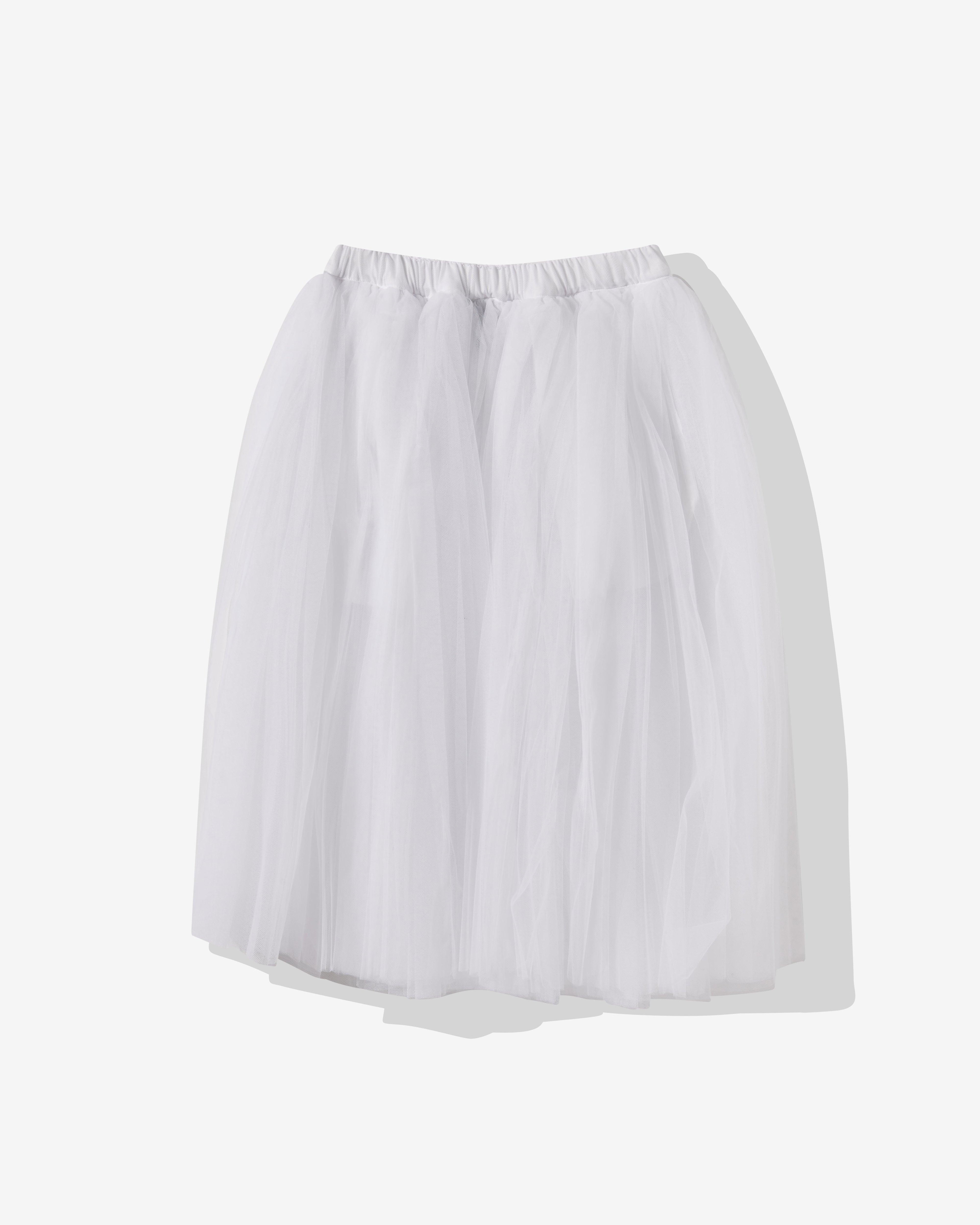 Black Comme Des Garçons - Tulle Mid Length Skirt - (White) by COMME DES GARCONS