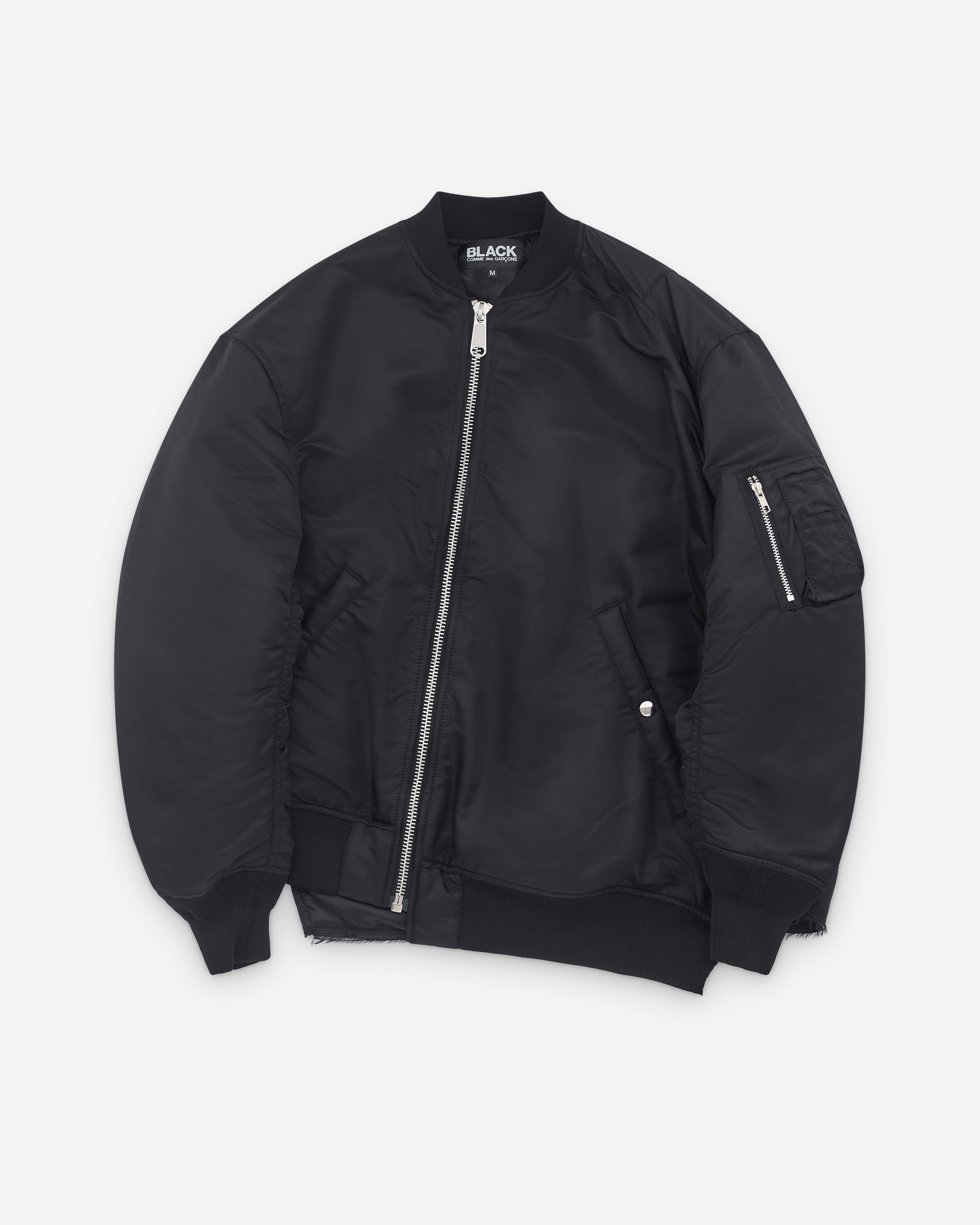 Black Comme des Garçons - Asymmetric Bomber Jacket - (Black) by COMME DES GARCONS