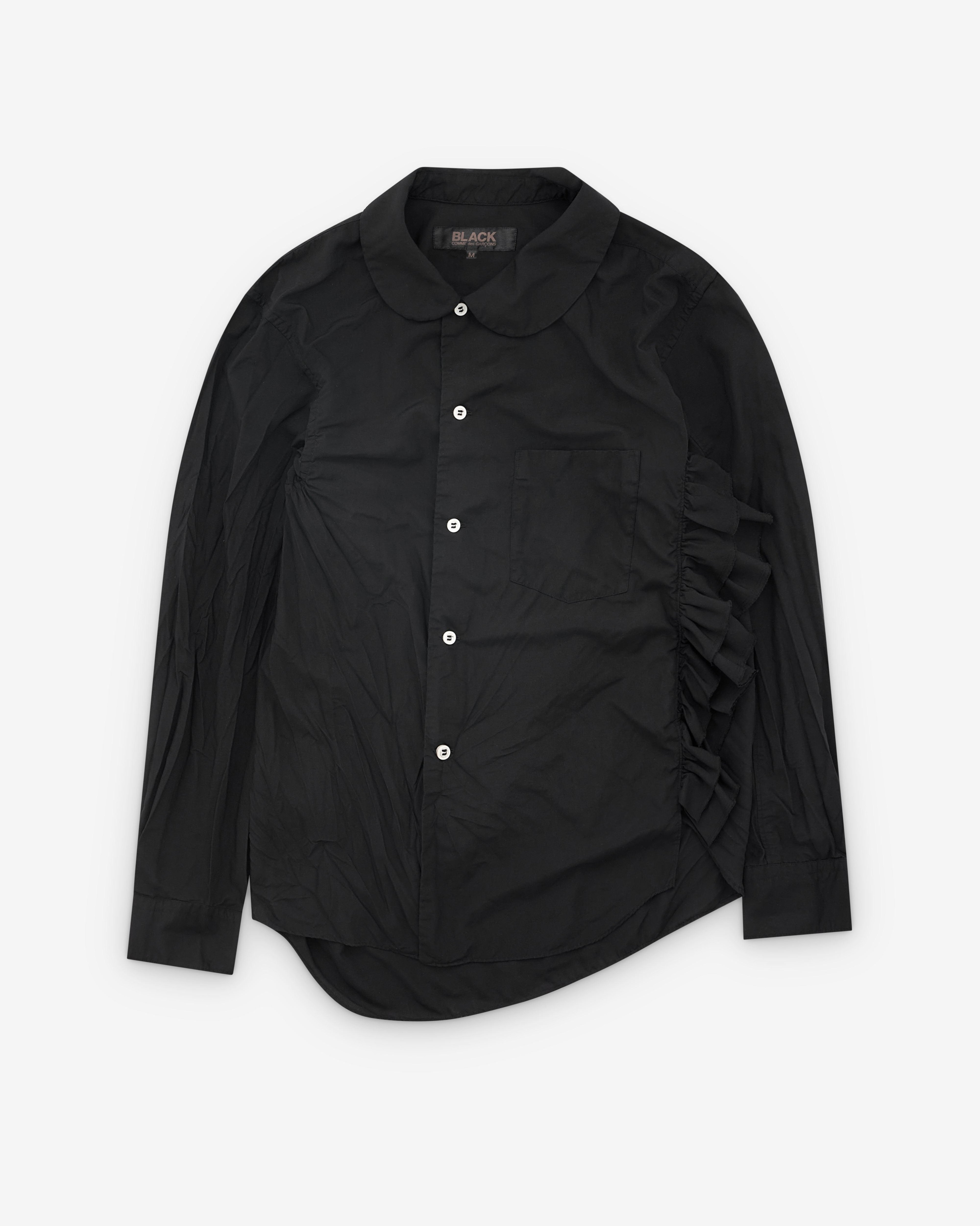 Black Comme des Garçons - Asymmetric Ruffle Shirt - (Black) by COMME DES GARCONS