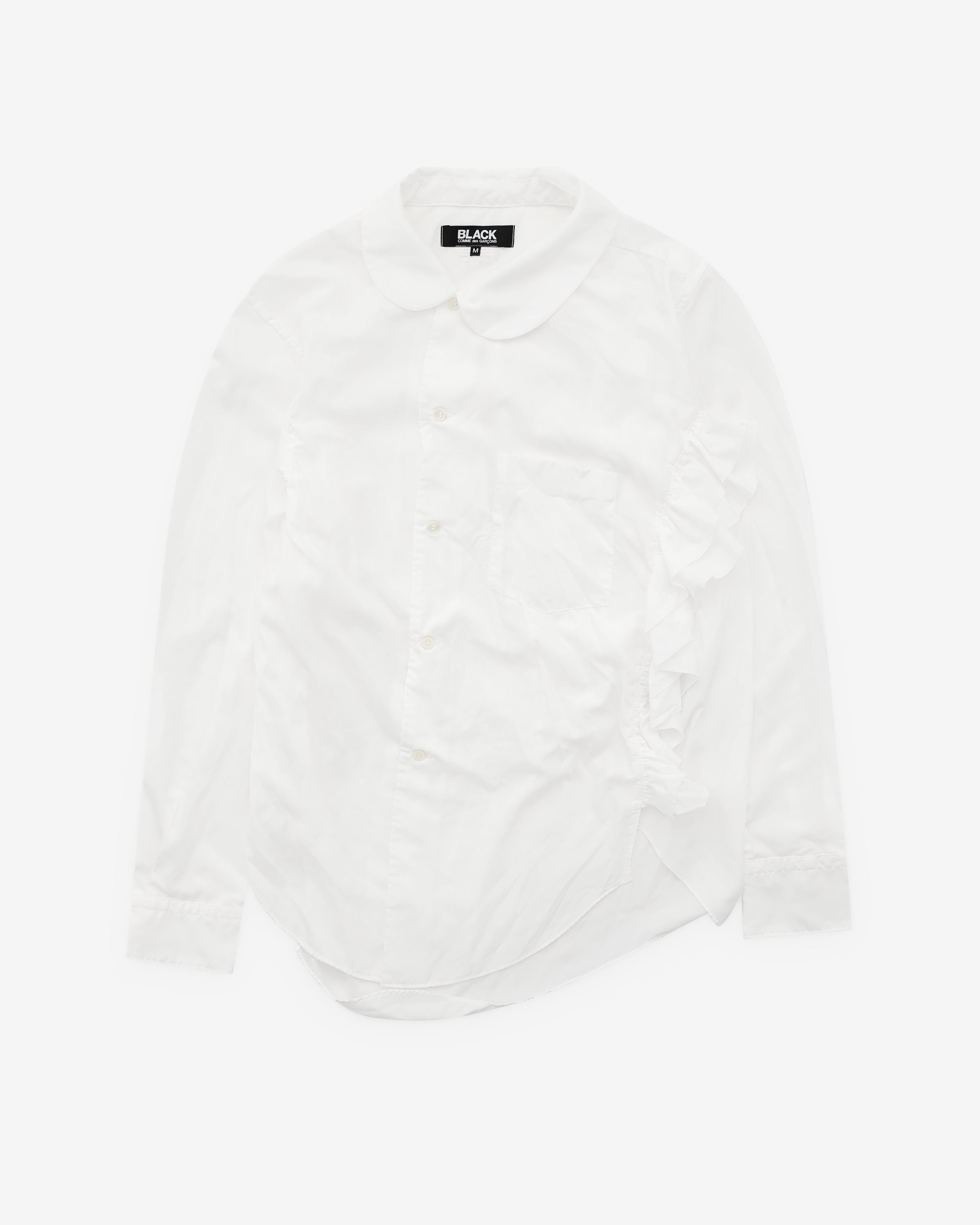 Black Comme des Garçons - Asymmetric Ruffle Shirt - (White) by COMME DES GARCONS