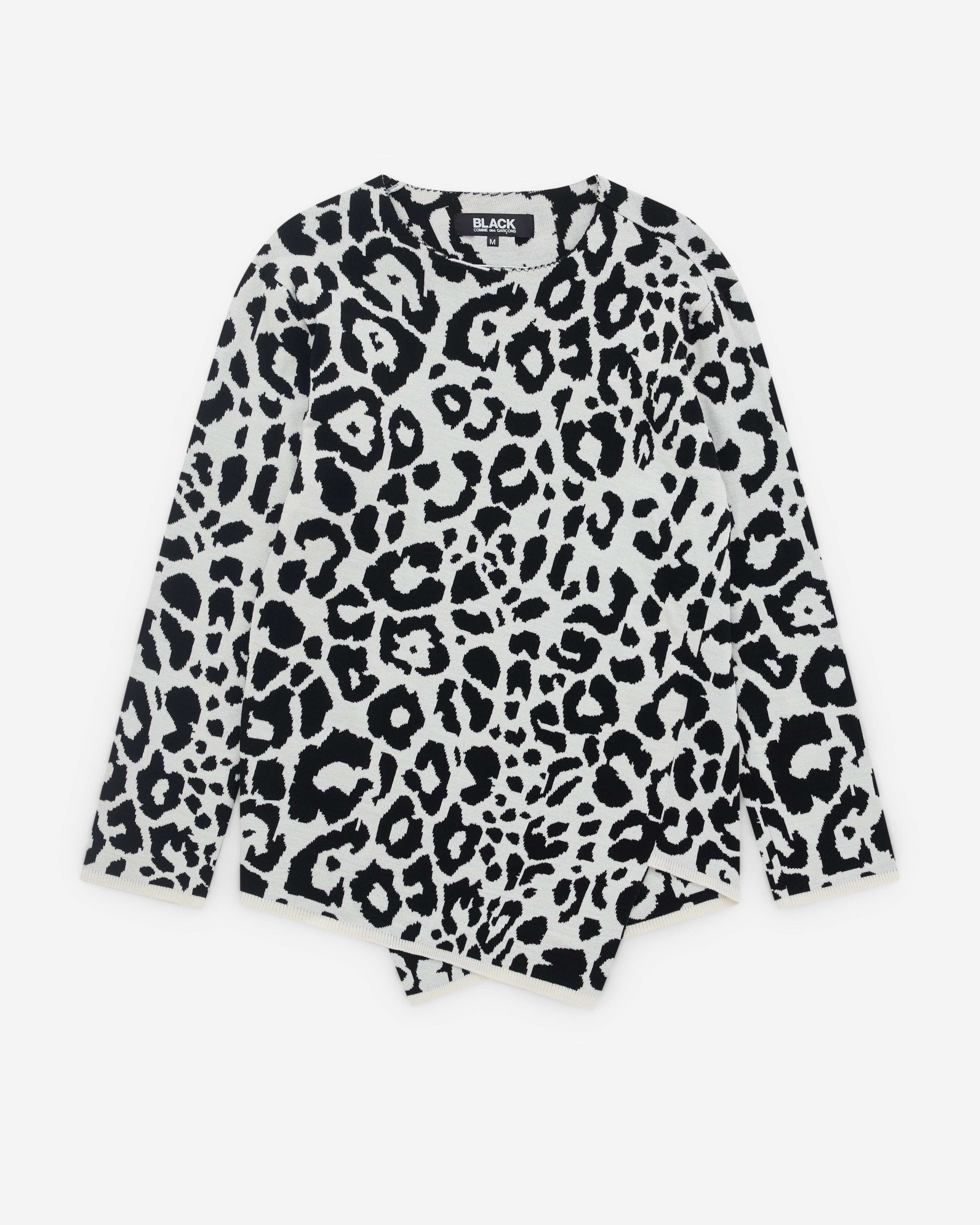 Black Comme des Garçons - Asymmetric Sweater - (Black/White) by COMME DES GARCONS