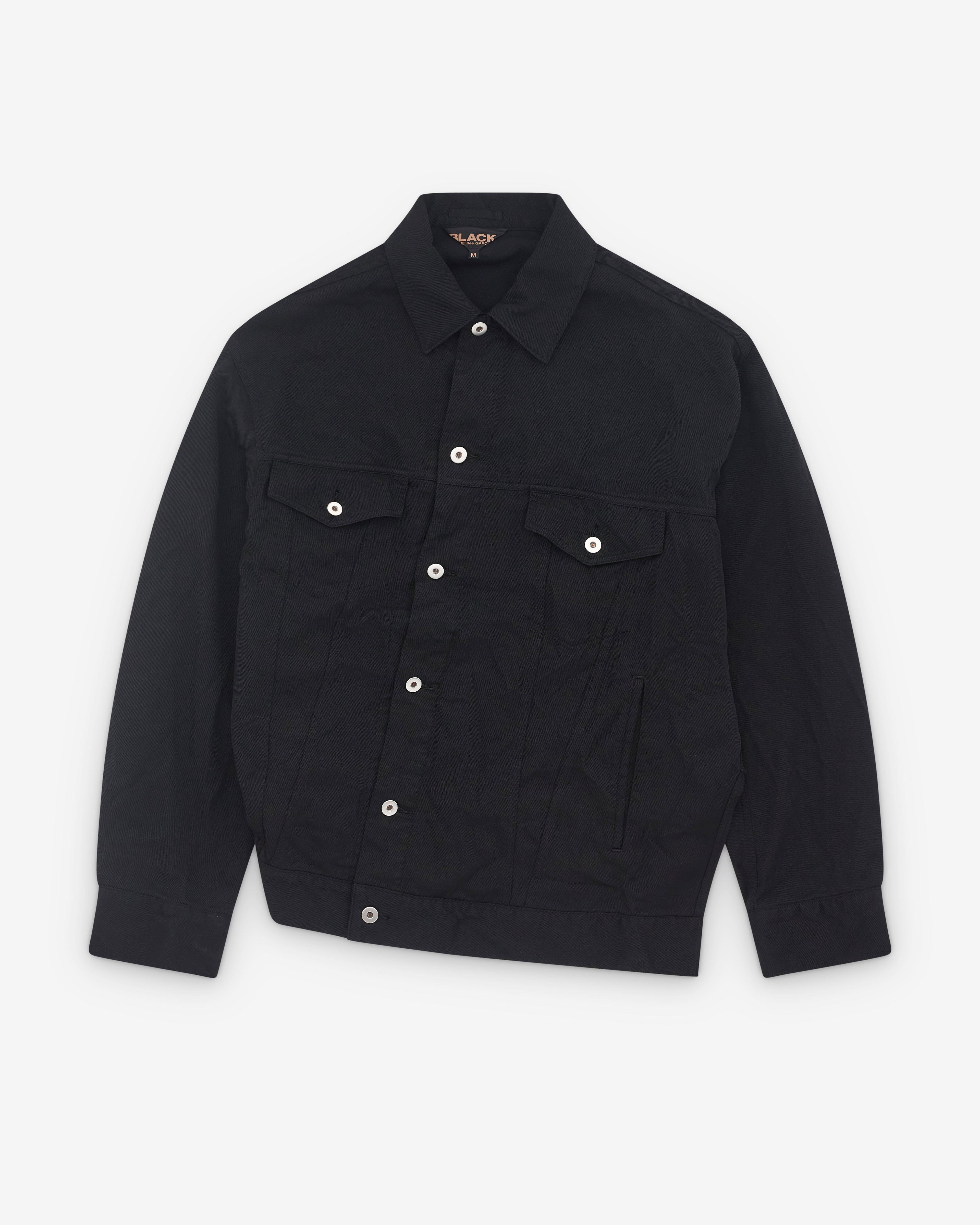 Black Comme des Garçons - Asymmetric Trucker Jacket - (Black) by COMME DES GARCONS