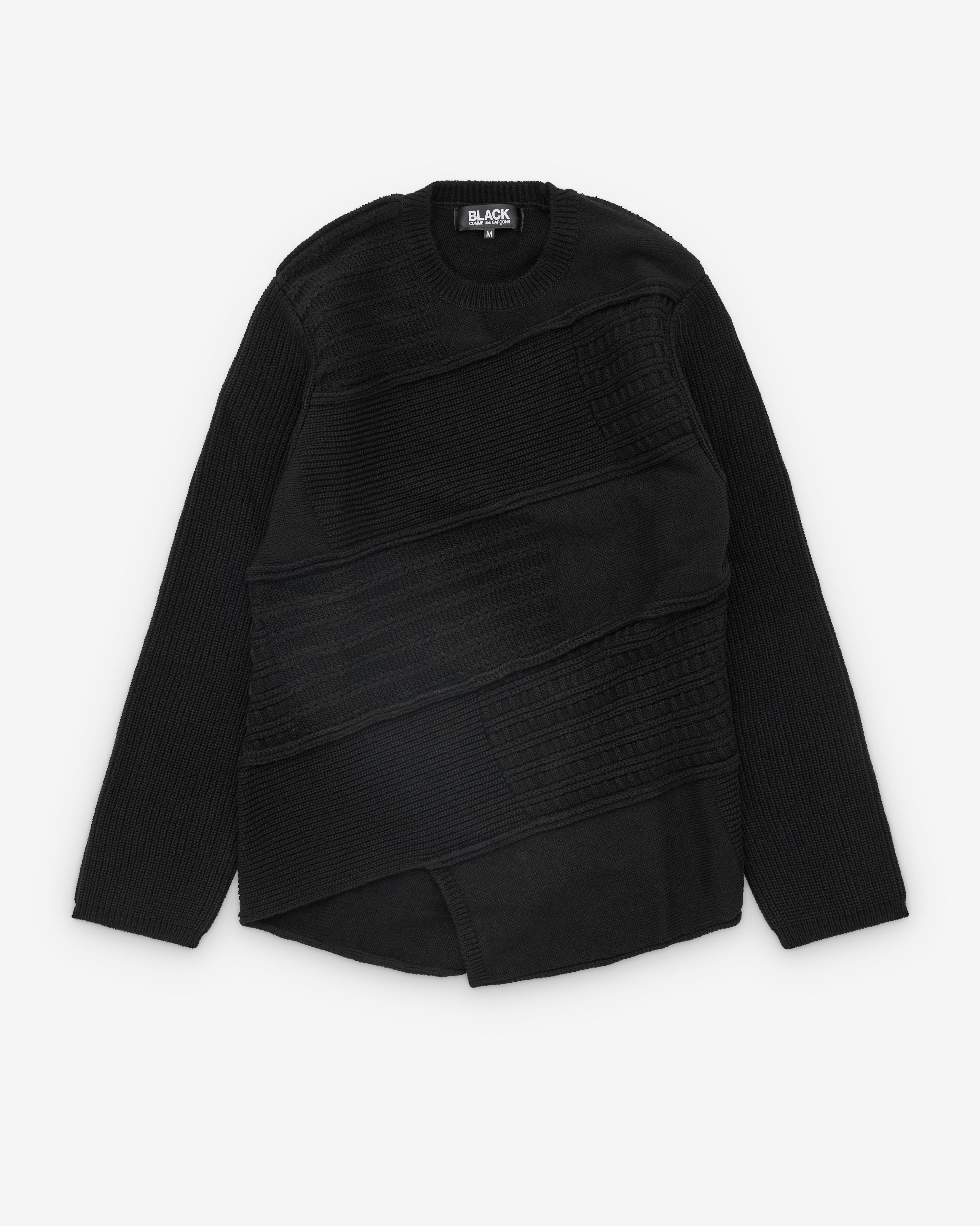 Black Comme des Garçons - Contrast Knit Sweater - (Black) by COMME DES GARCONS