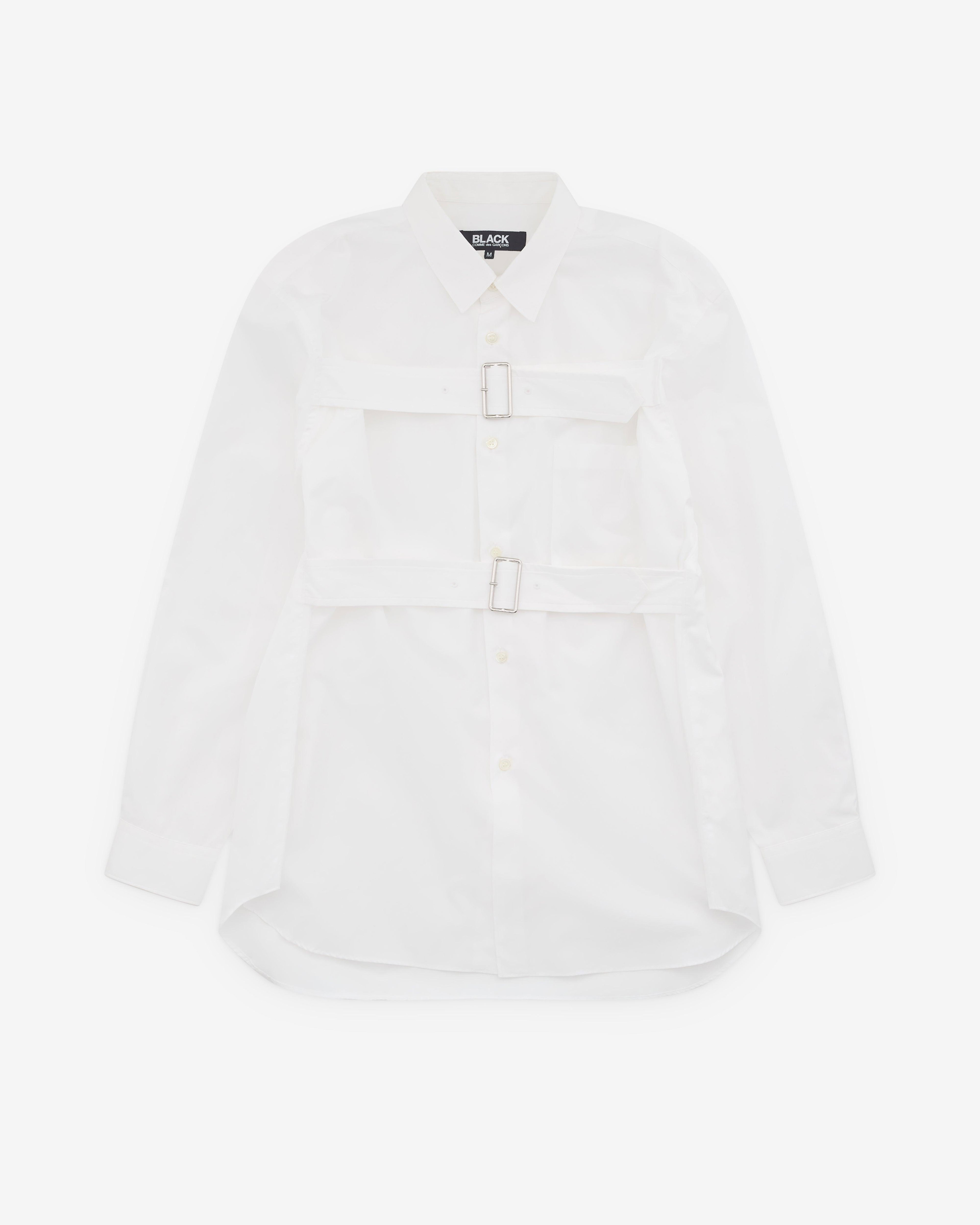 Black Comme des Garçons - Double Buckle Shirt - (White) by COMME DES GARCONS