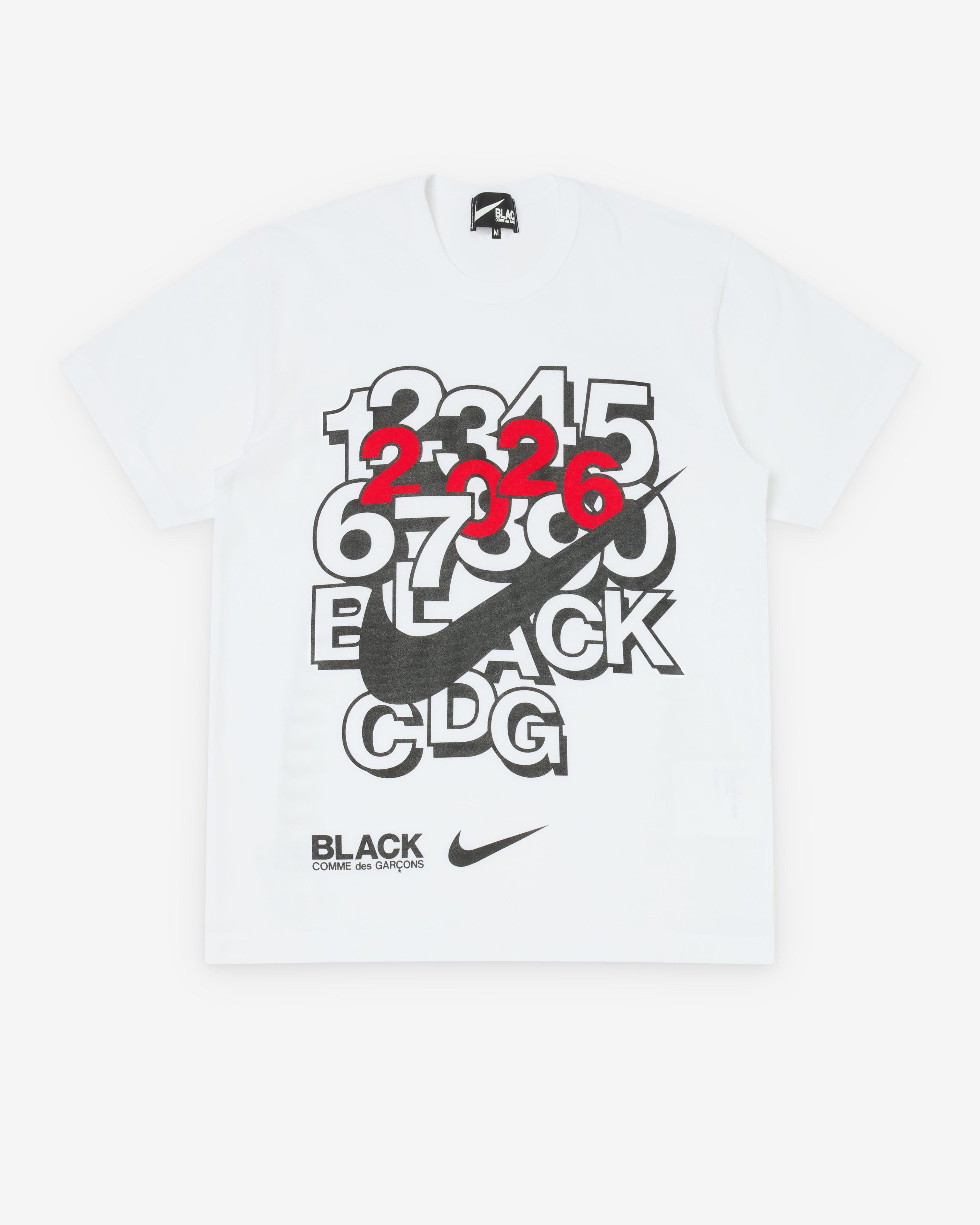 Black Comme des Garçons - Men's 2026 Swoosh T-Shirt - (White) by COMME DES GARCONS