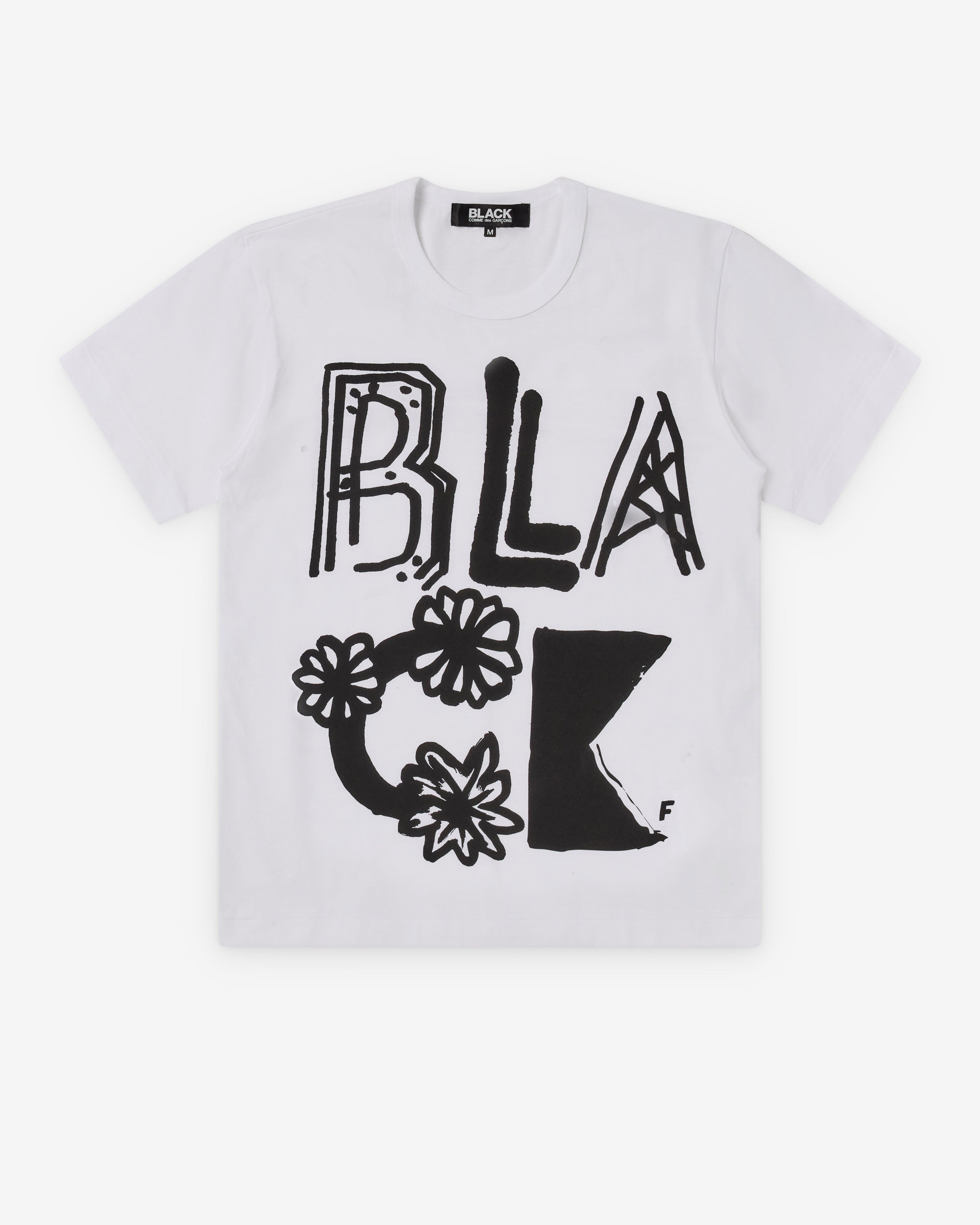 Black Comme des Garçons - Men's Black Flower T-Shirt - (White) by COMME DES GARCONS