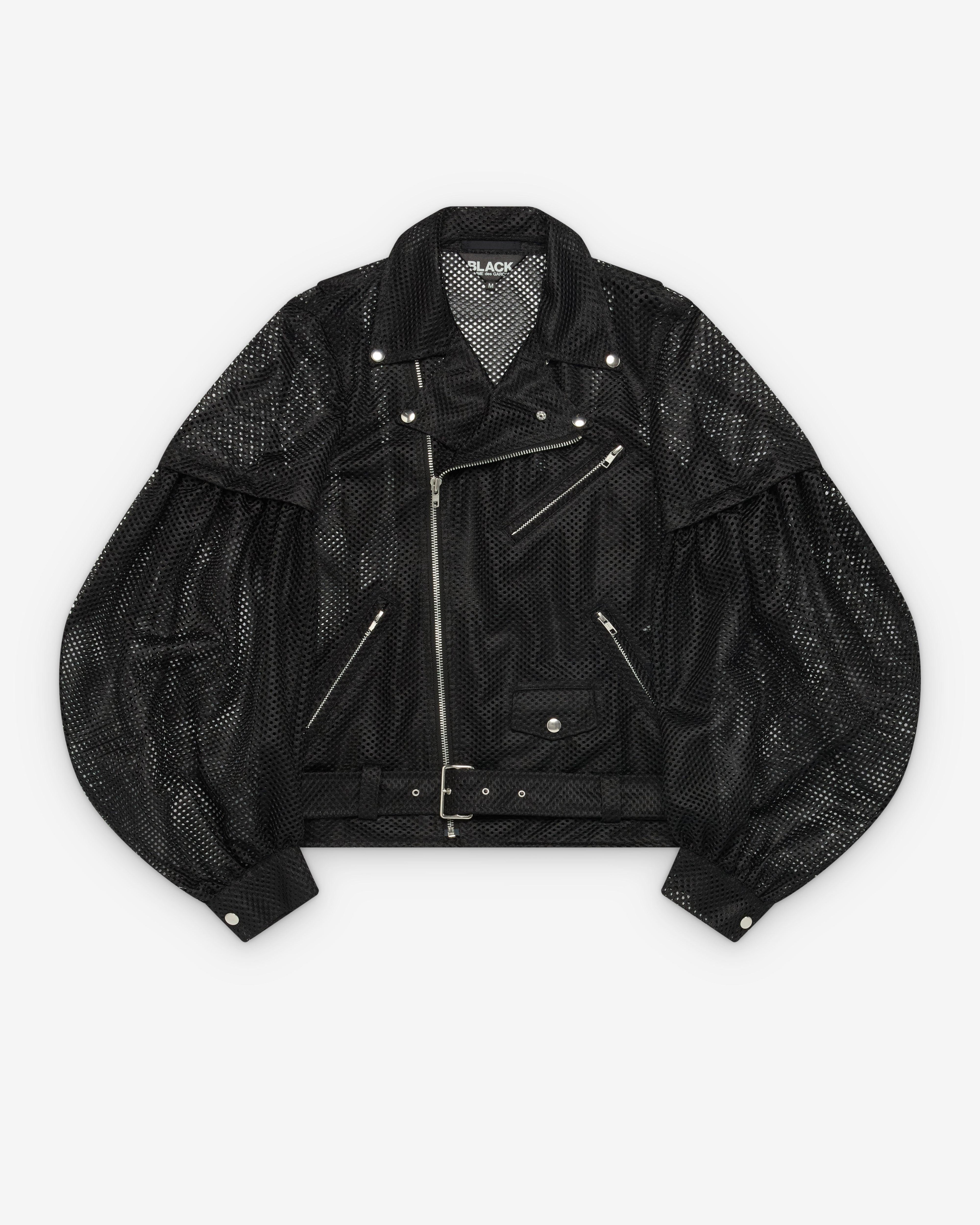Black Comme des Garçons - Men's Puff Sleeve Biker Jacket - (Black) by COMME DES GARCONS