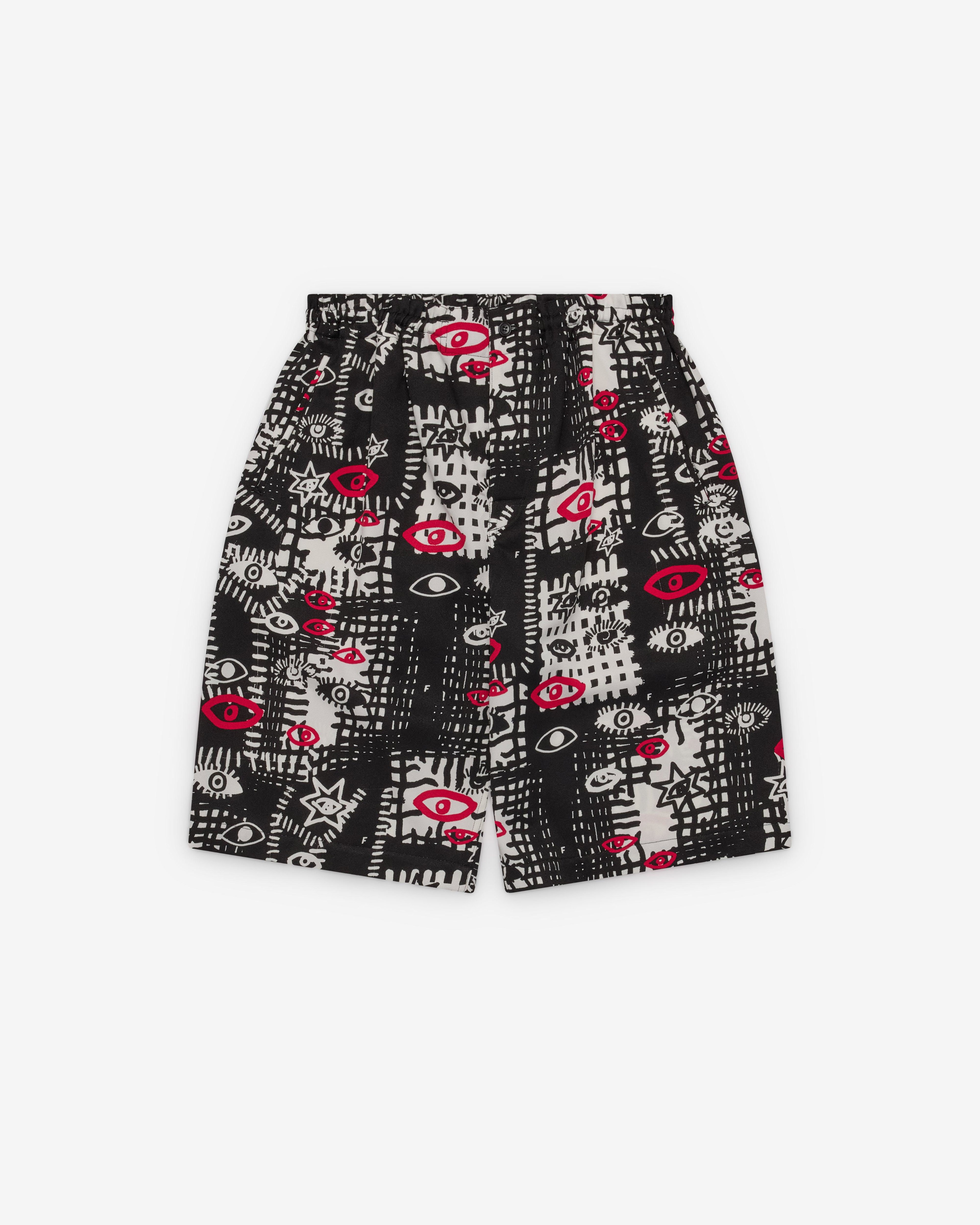 Black Comme des Garçons - Men's Red Eye Printed Shorts - (Print) by COMME DES GARCONS