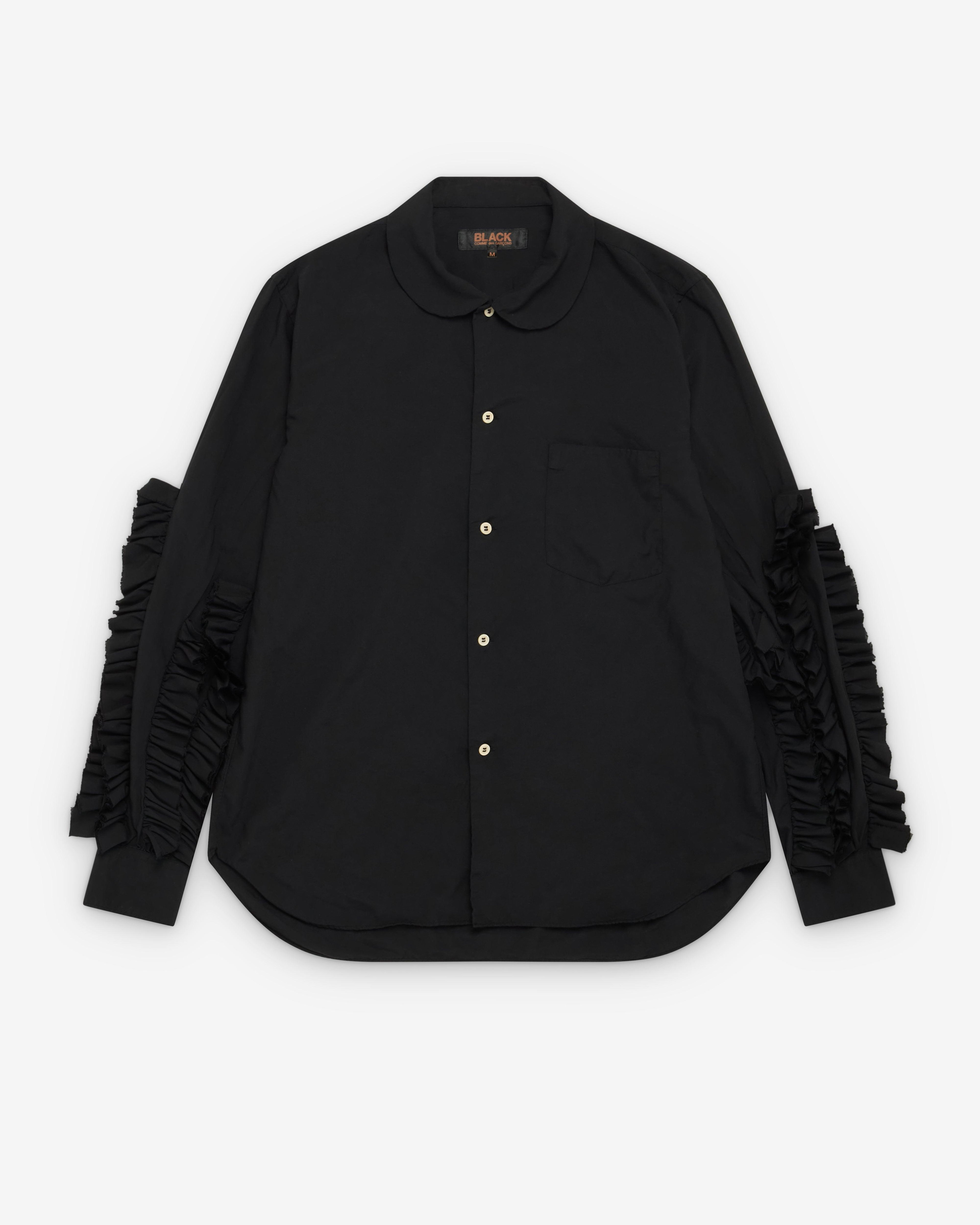 Black Comme des Garçons - Men's Ruffle Sleeve Long Sleeve Shirt - (Black) by COMME DES GARCONS