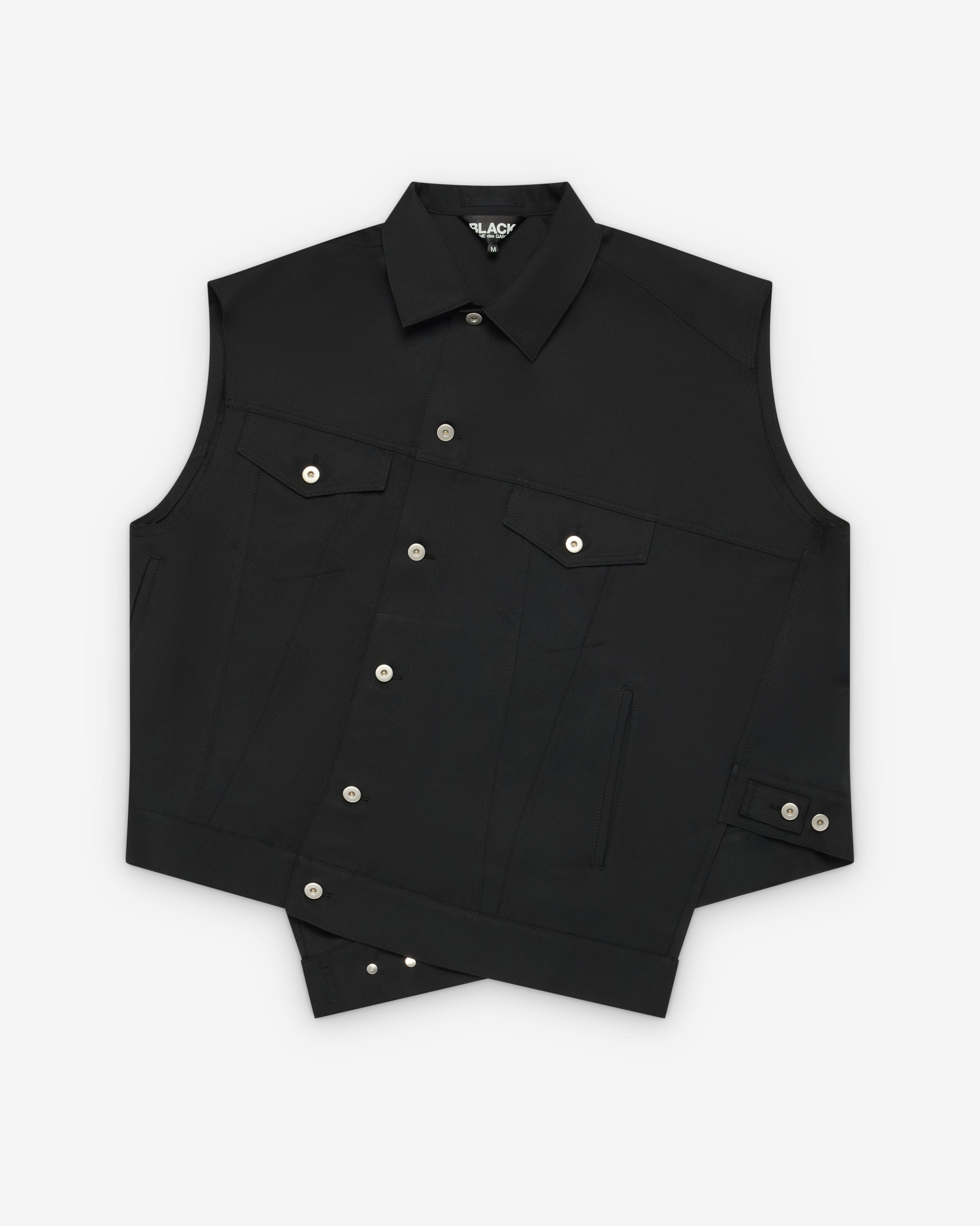 Black Comme des Garçons - Men's Side Button Jacket - (Black) by COMME DES GARCONS