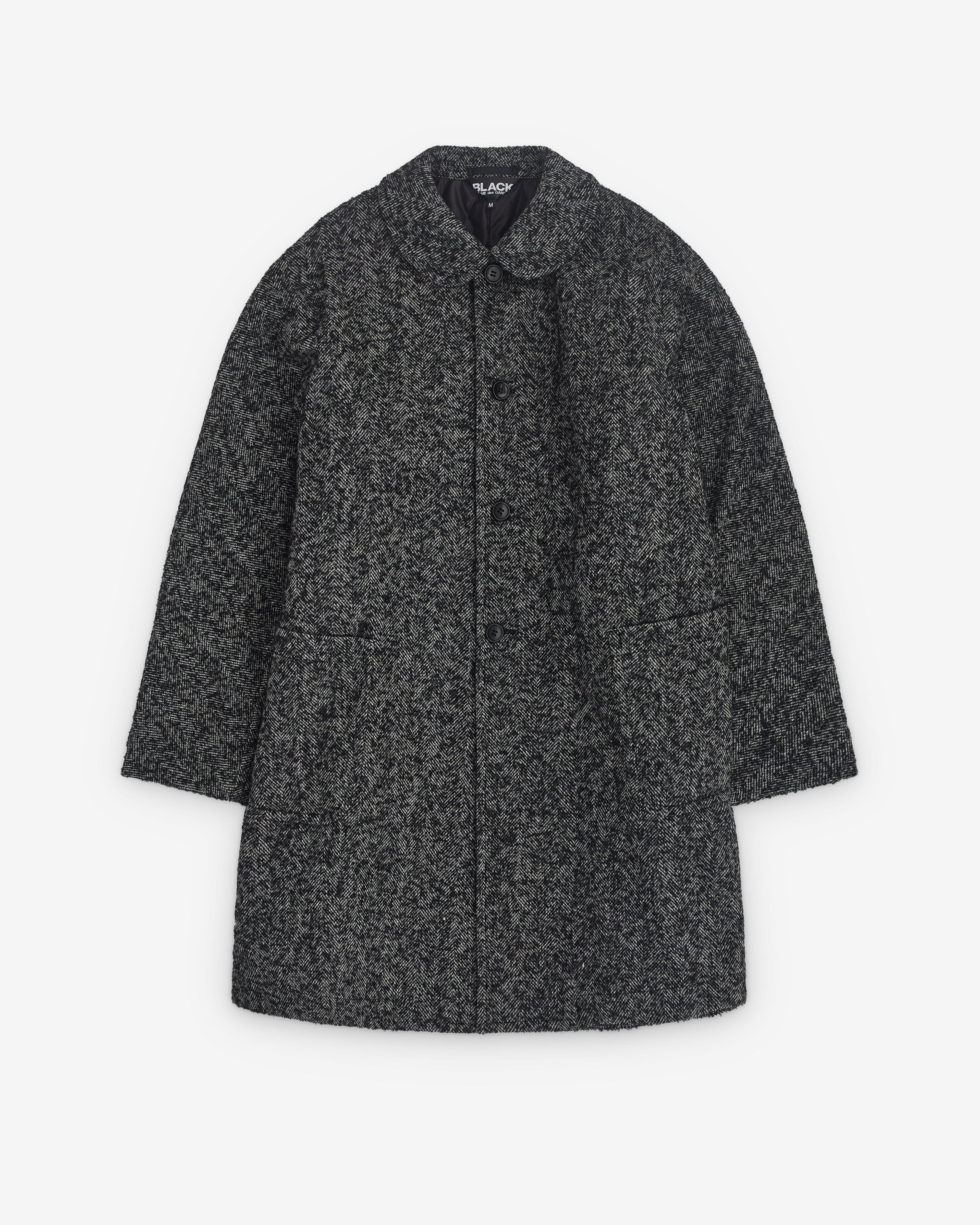 Black Comme des Garçons - Round Collar Car Coat - (Charcoal) by COMME DES GARCONS