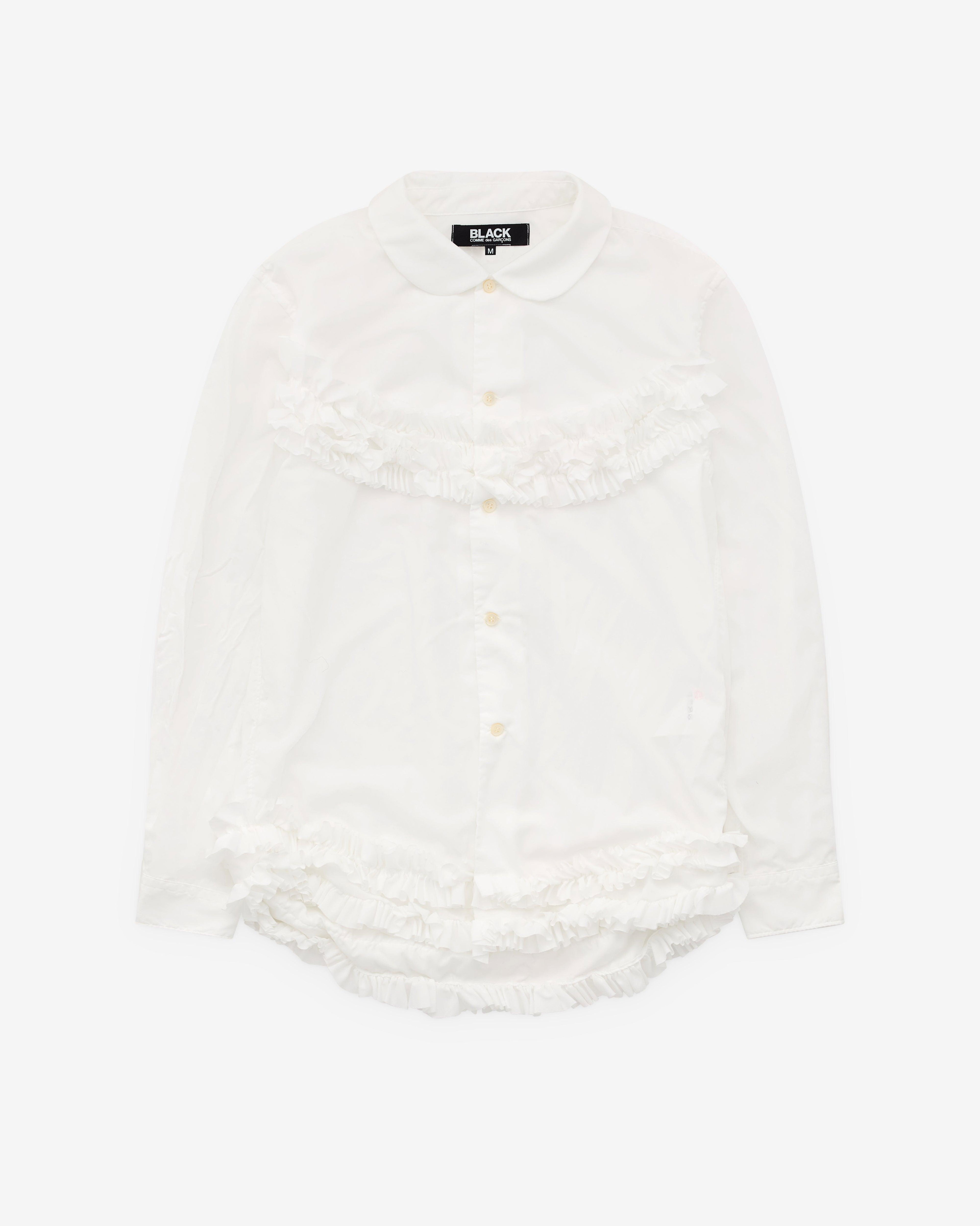 Black Comme des Garçons - Ruffle Seam Shirt - (White) by COMME DES GARCONS