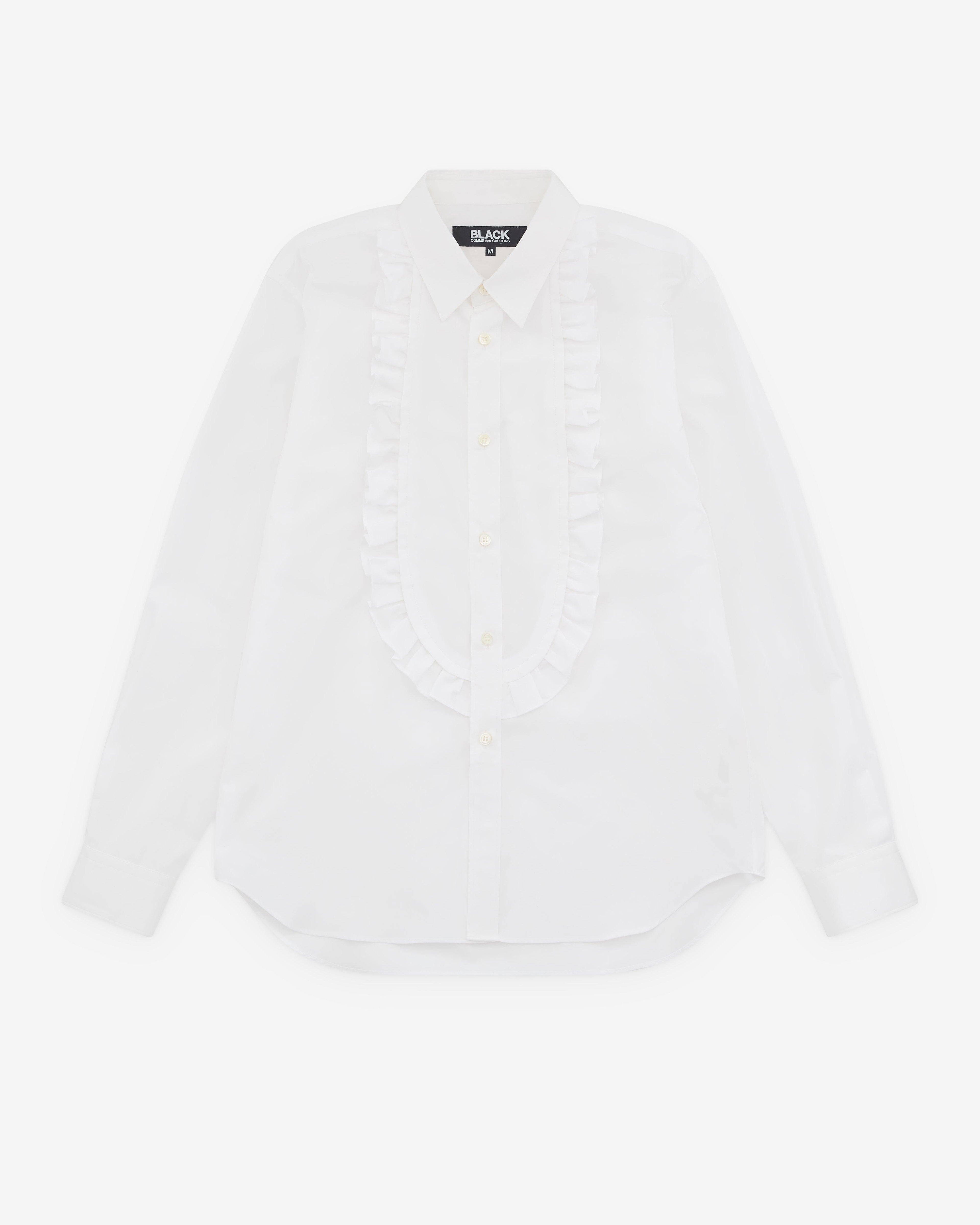 Black Comme des Garçons - Ruffle Yoke Shirt - (White) by COMME DES GARCONS