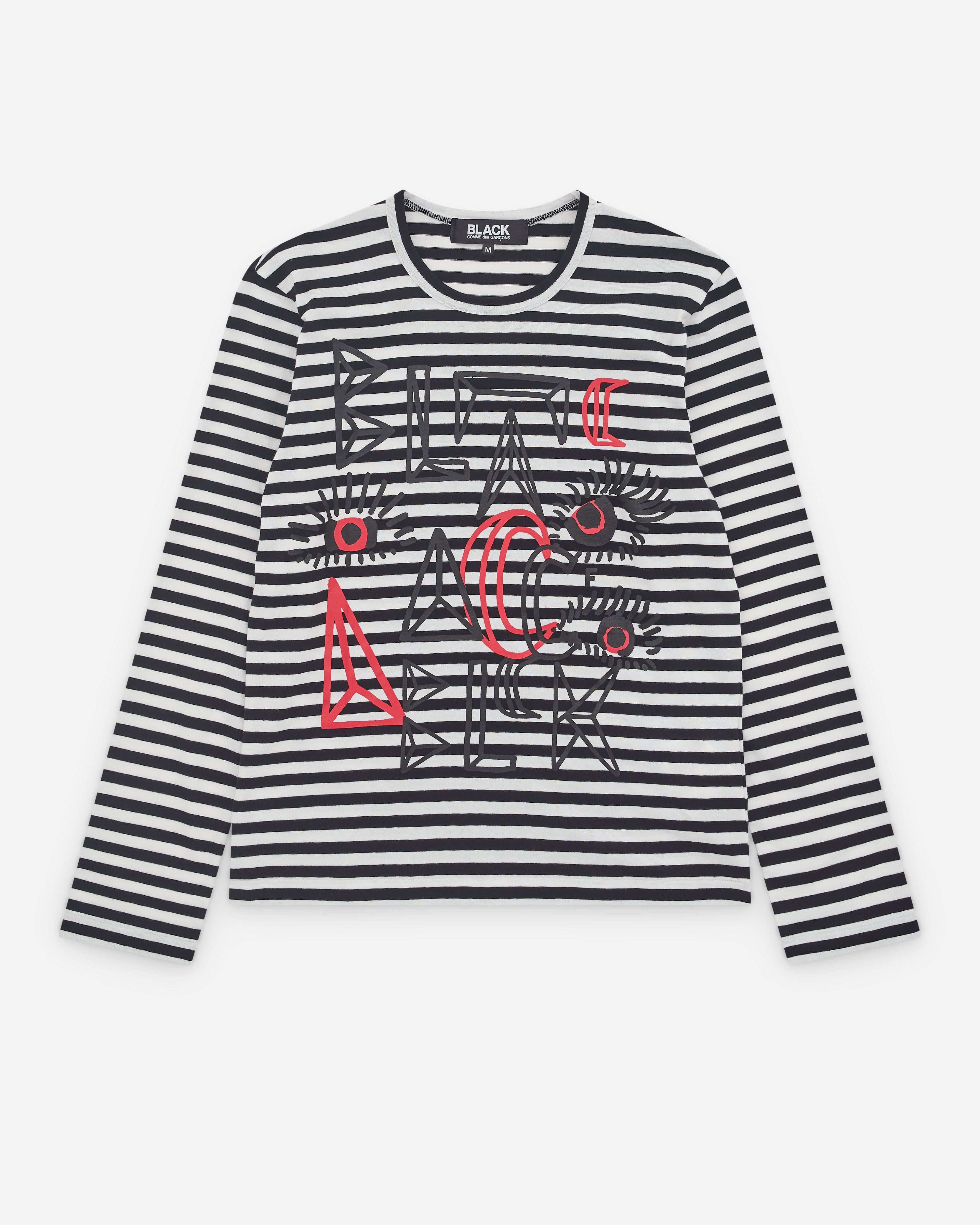 Black Comme des Garçons -  Striped Long Sleeve T-Shirt - (White/Black) by COMME DES GARCONS
