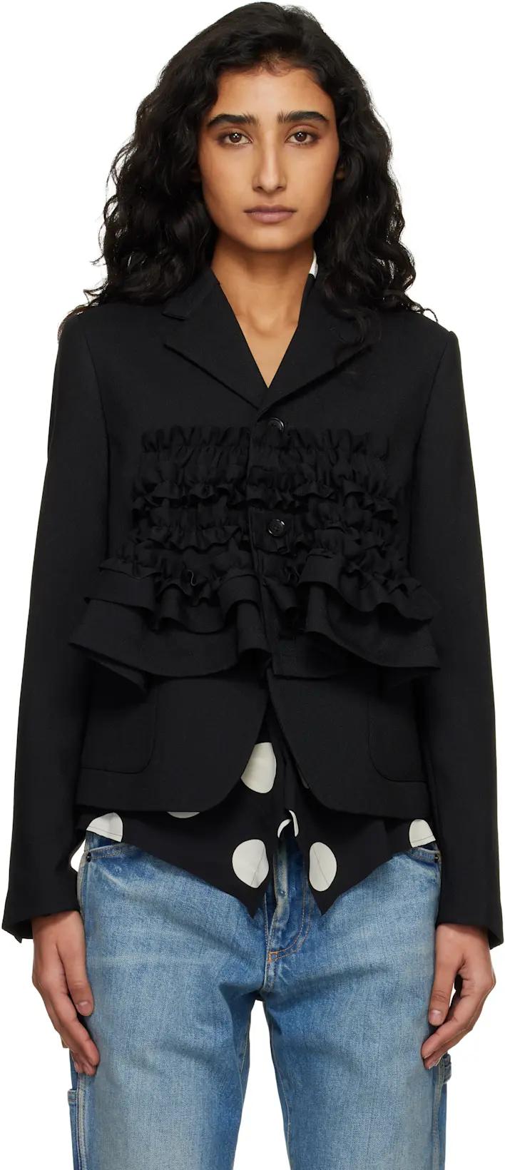 Black Gabardine Blazer by COMME DES GARCONS