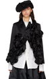 Black Gathered Satin Jacket by COMME DES GARCONS