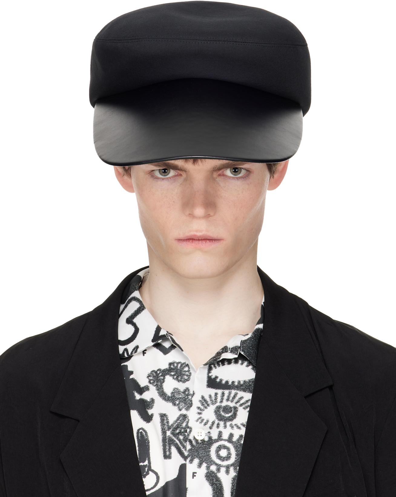 Black Hizume Edition Faux-Leather Cap by COMME DES GARCONS