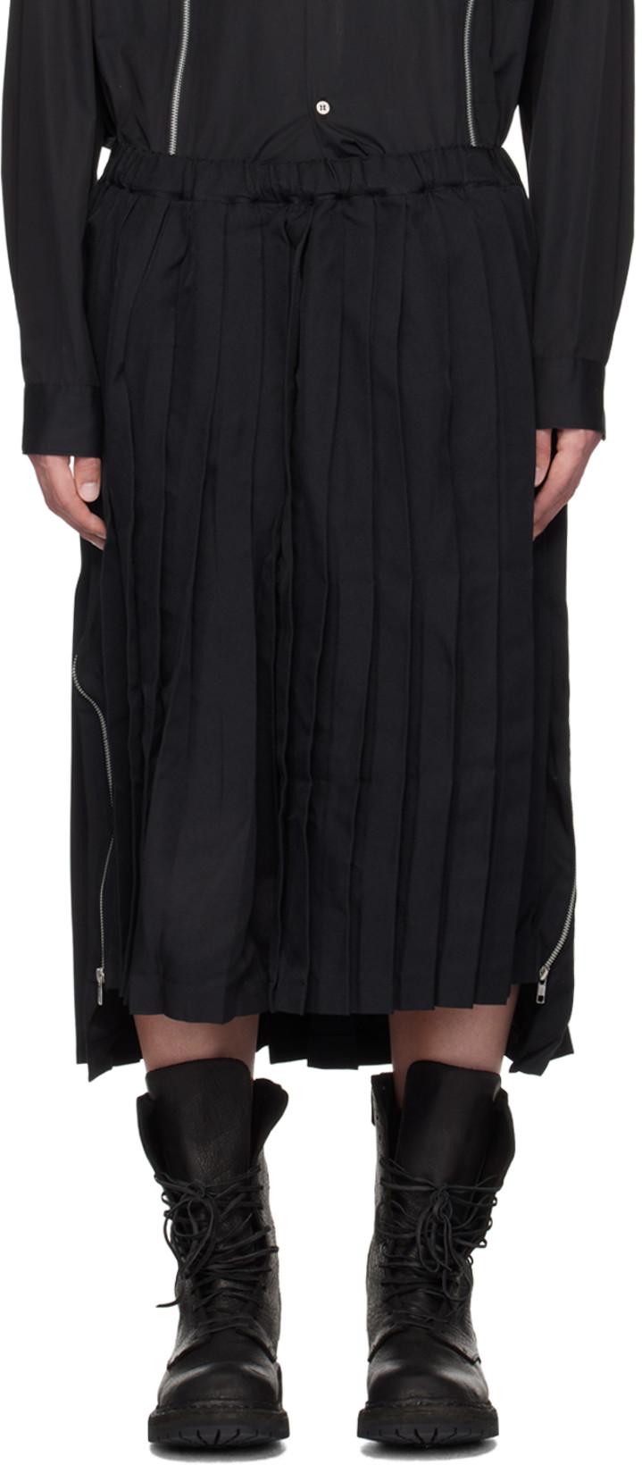 Black Pleated Midi Skirt by COMME DES GARCONS