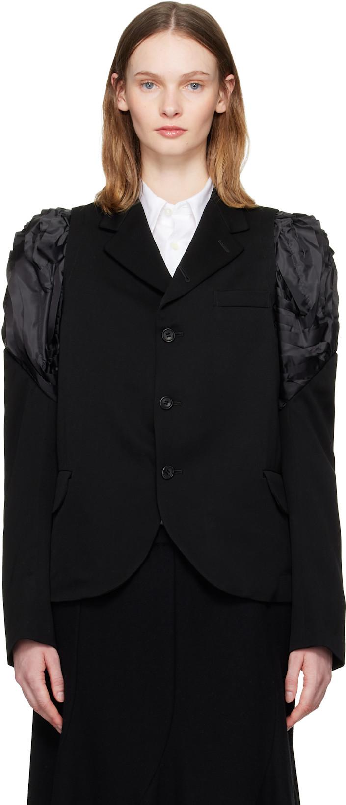 Black Ruched Shoulder Blazer by COMME DES GARCONS